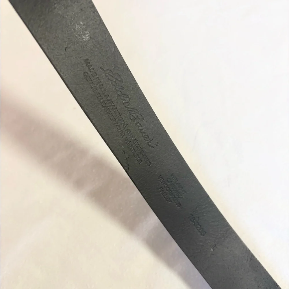 Eddie Bauer Black Leather Belt with Gray Buckle